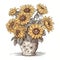 sunflowers vase illustration
