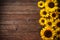 Sunflowers on wooden background