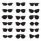 Sunglasses black silhouettes vector icons set. Modern minimalistic design.