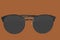 Sunglasses. Black sunglasses, close-up. Sun glasses. Old style sunglasses. Glasses with dark lenses. Vintage sun glasses