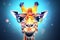 sunglasses colorful zoo animal mammal portrait neck wildlife africa giraffe. Generative AI.