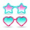 Sunglasses in disco style, color glasses pink and light blue