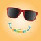 Sunglasses with hello summer text, summer concept backgroun
