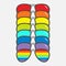 Sunglasses icon. Glasses set with rainbow lenses. LGBT sign. Gay flag symbol. Flat design. White background. Isolated.