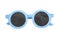 Sunglasses isolated on white background, children pastel blue round frame eyeglasses