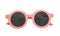 Sunglasses isolated on white background, children pastel pink round frame eyeglasses