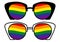 Sunglasses with LGBT transgender flag. Gay Pride. LGBT community. Equality and self-affirmation. Sticker, patch, T-shirt print,