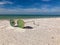 Sunglasses lying on a sandy beach getaway vacation