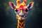 sunglasses neck mammal africa animal zoo portrait giraffe colorful wildlife. Generative AI.