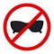 Sunglasses opaque glasses under the sign of the prohibition. Sticker, pointer. Icon. Isolate. EPS