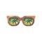 Sunglasses with palm trees reflection. Summer flat icon