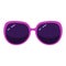 Sunglasses in pink frames with dark glasses template. Elegant purple lenses with protection trendy design cool eye