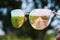 sunglasses with reflection of field and road way. summertime vacation outdoor. summer reflective eyeglasses or mirror glasses.