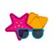 Sunglasses with a sea star and a seashell