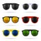 Sunglasses Set with Color Glasses on White Background. Vector