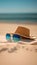 Sunglasses and straw hat on the beach illustration ai generated