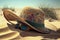 Sunglasses, straw hat and beach towel on sand