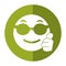 Sunglasses and thumb emoticon style icon shadow