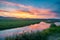 The sunglow of Erguna river in grassland sunset