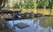 Sunken boats on the river Tisza, Tokaj