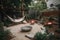 sunken hot tub surrounded by lush greenery in serene backyard escape