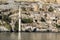 Sunken mosque and houses of the town Halfeti in Sanliurfa, Turkey. The town has remained under the water of a reservoir on the Eup