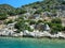 The sunken ruins on the island of Kekova, ancient Lycian city of Simena, Antalya, Turkey