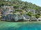 The sunken ruins on the island of Kekova, ancient Lycian city of Simena, Antalya, Turkey