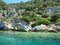 The sunken ruins on the island of Kekova, ancient Lycian city of Simena, Antalya, Turkey