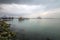 A sunken wreck rusting into the sea