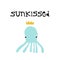 Sunkissed - Summer kids poster with a octopus cut out of paper and hand drawn lettering. Vector illustration