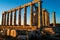 Sunlight on ancient columns of parthenon