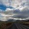 Sunlight breaks through the clouds in the distance, Iceland