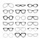 Sunlight glasses. Fashioned glasses black plastic frames retro models sun protection cool eye vision vector silhouettes