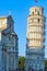 Sunlight hit on the top of the Leaning Tower and Pisa Cathedral