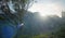 Sunlight popping over mountains at sunrise in nature in Camps Bay.