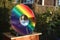 sunlight shining on a cd, creating a rainbow spectrum reflection
