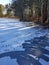 Sunlight Streams on Frozen Lake.