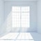 Sunlight streams into pristine white room from large window
