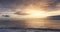 Sunlight sunset on horizon ocean on background seascape atmosphere rays sunrise. Relax view waves sea on evening sand beach