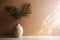 sunlight wall vase design interior home concrete shadows concept decor beige. Generative AI.