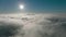 Sunlighten cumulus clouds under horizon. over the cumulus clouds in the morning.