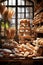 A sunlit bakery filled with an assortment of bread