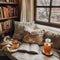 Sunlit Book Haven by the Window