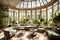 A sunlit conservatory filled with lush greenery