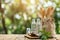 Sunlit eco-friendly kitchen utensils outside