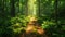 Sunlit Forest Pathway in Serene Nature Setting by Generative A.I