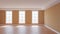 Sunlit Interior Concept of the Empty Beige Room with a White Ceiling and Cornice