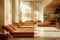 Sunlit minimalist relaxation room with comfortable loungers and serene ambiance