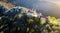 Sunlit Motsameta monastery in Georgia, top view